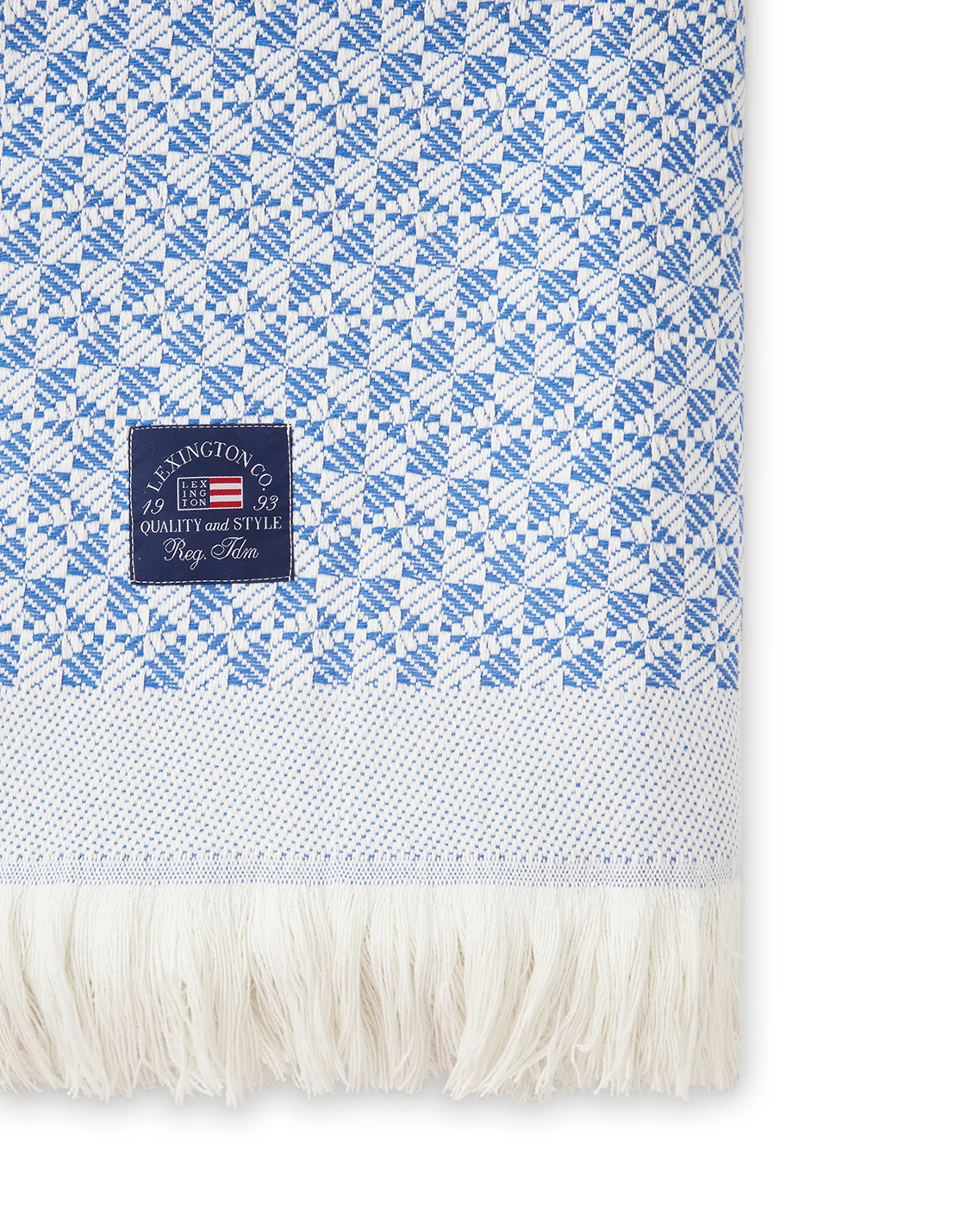 Striped Structured Recycled -puuvillahuopa 130 x 170 cm, Sininen-valkoinen Lexington