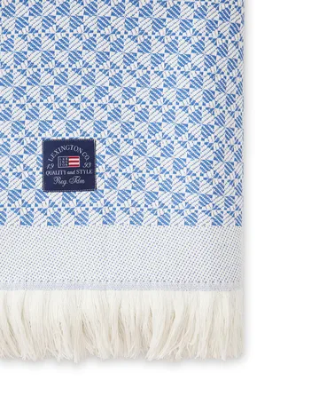 Striped Structured Recycled -puuvillahuopa 130 x 170 cm - Sininen-valkoinen - Lexington