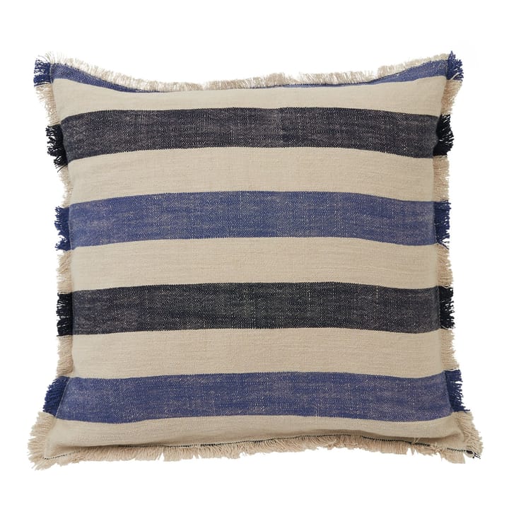 Striped tyynynpäällinen hapsuilla 50x50 cm - Beige-sininen - Lexington