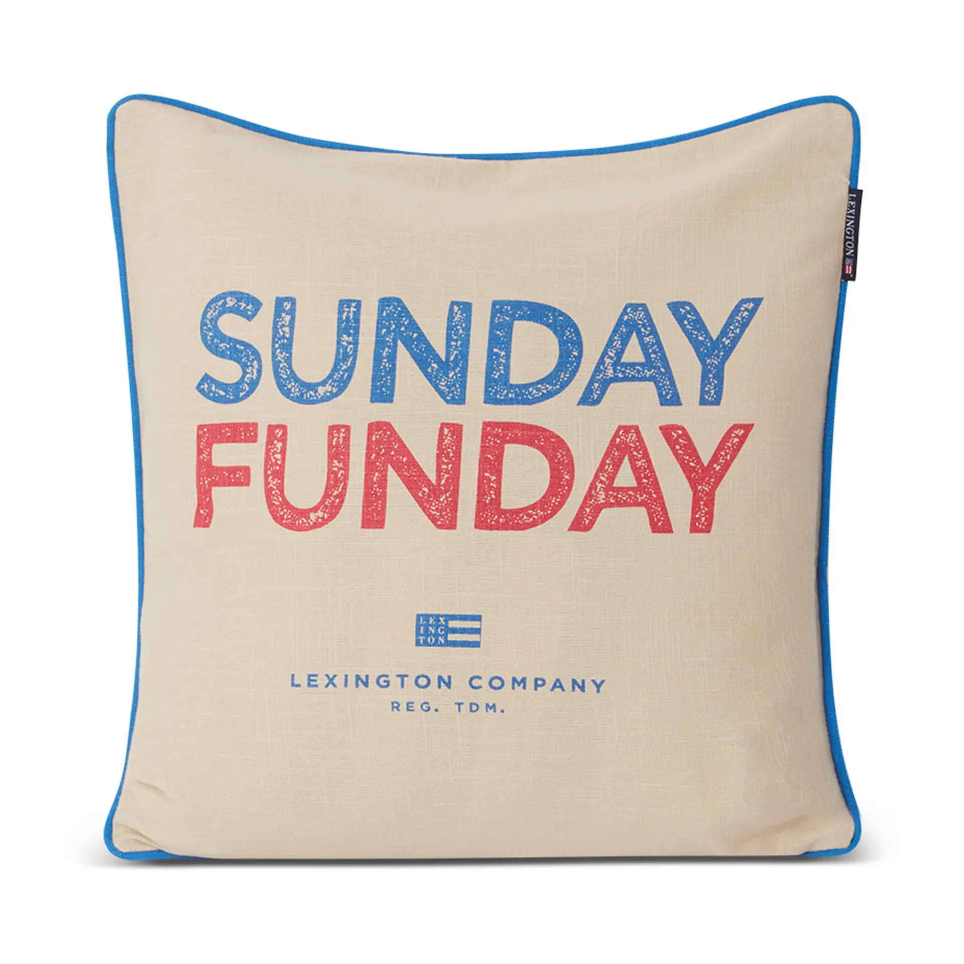 Sunday Funday Printed -tyynynpäällinen 50 x 50 cm, Beige-sininen-vaaleanpunainen Lexington