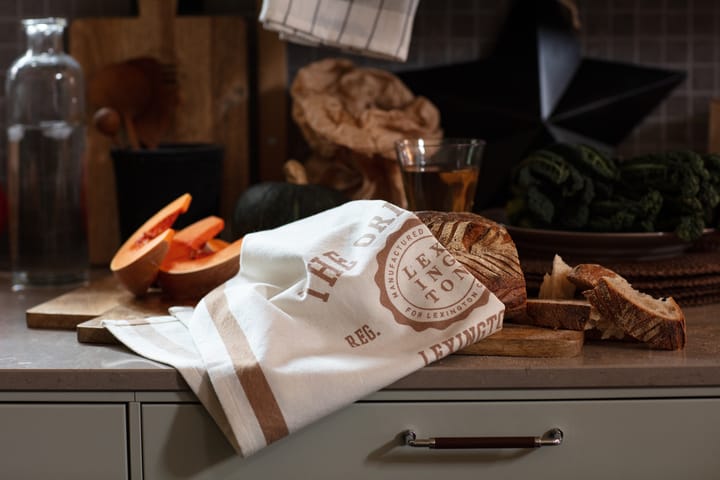 The Original Cotton Twill keittiöpyyhe 50x70 cm, Off White-brown Lexington