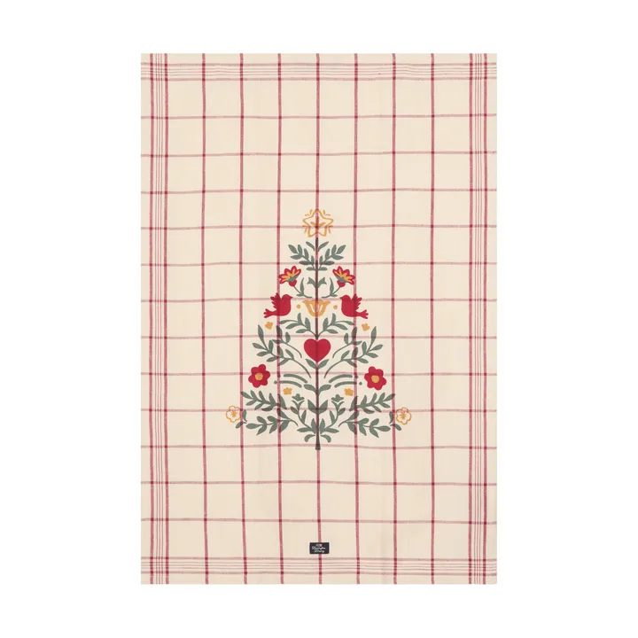 Tree pellava/puuvilla keittiöpyyhe - Valkoinen–punainen–vihreä, 50x70 cm - Lexington