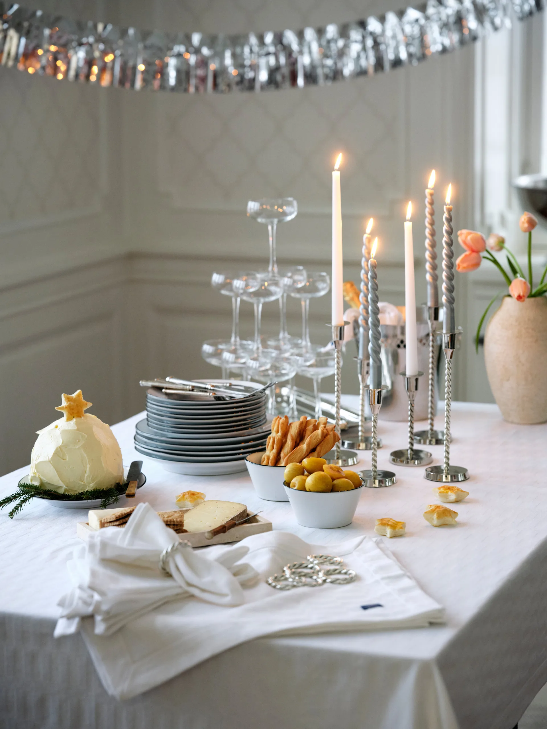 Valkoinen jacquard-puuvillainen pöytäliina 150x250 cm, Valkoinen Lexington