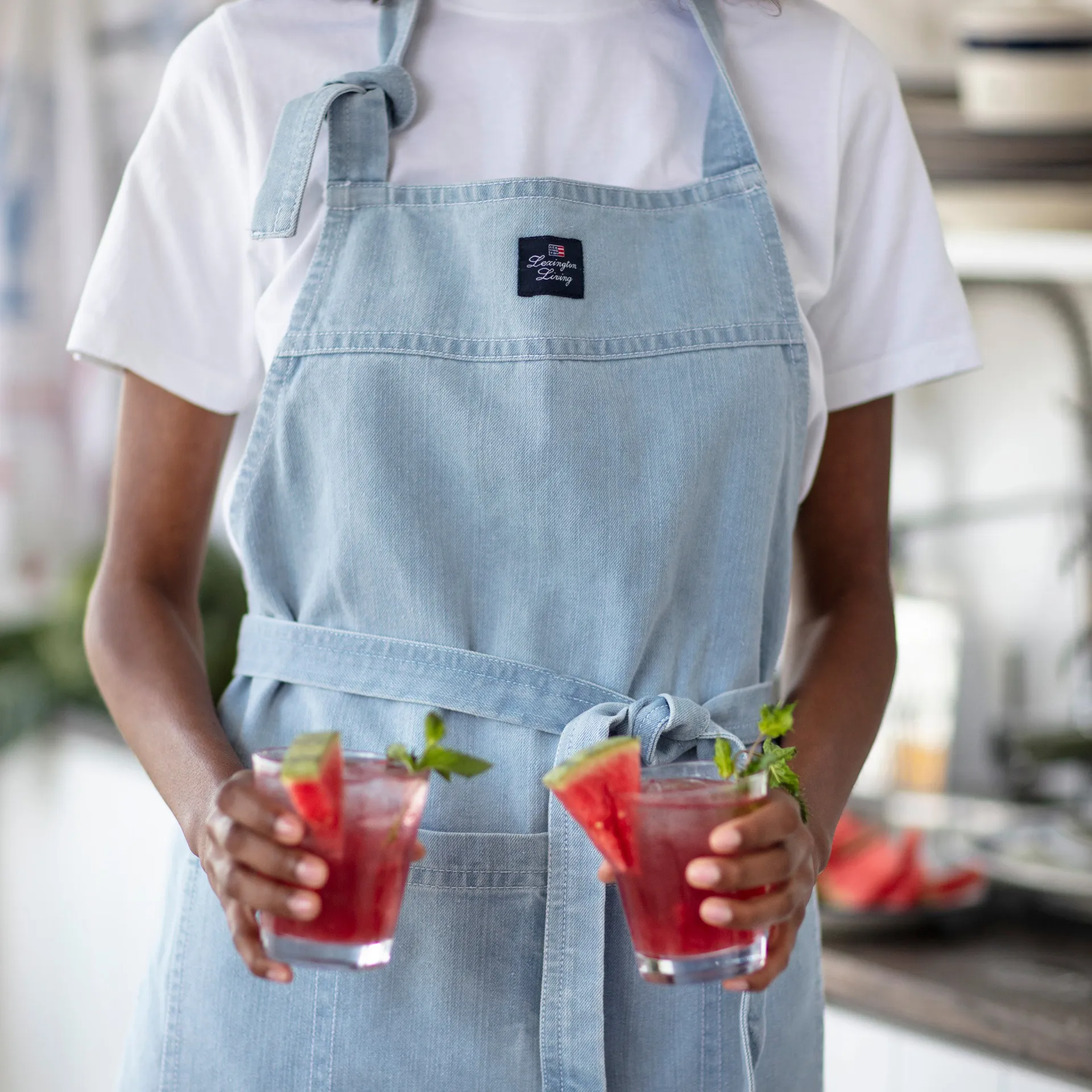 Washed denim -esiliina 80 x 105 cm, Light blue Denim Lexington