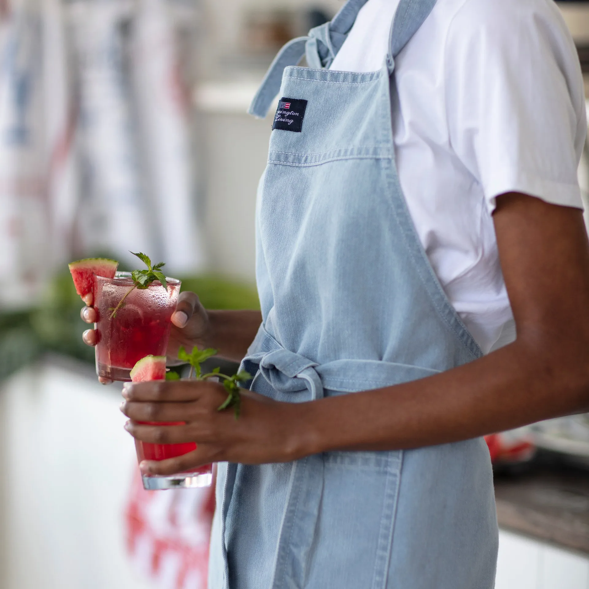 Washed denim -esiliina 80 x 105 cm, Light blue Denim Lexington