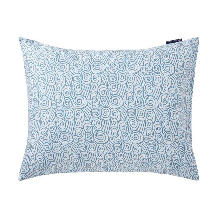 Wave Printed Cotton Sateen Tyynyliina 50x60 cm - White-Blue - Lexington