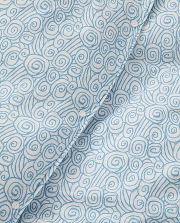 Wave Printed Cotton Sateen vuodesetti - White-Blue, 1 tyynyliina - Lexington