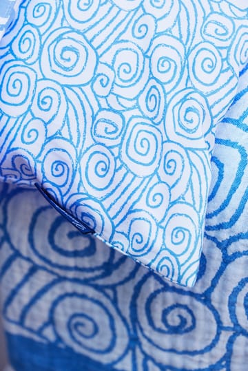 Wave Printed Cotton Sateen vuodesetti - White-Blue, 2 tyynyliinaa - Lexington