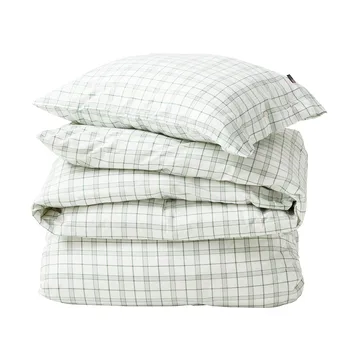 White/Green Checked Lyocell/Cotton vuodevaatesetti - 50x60 cm, 150x210 cm - Lexington