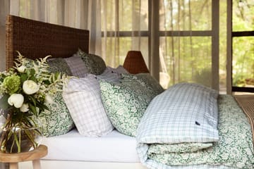 White/Green Checked Lyocell/Cotton vuodevaatesetti - 50x60 cm, 220x220 cm - Lexington