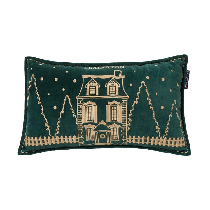 Winter House eko. samettipuuvillatyyny 30x50 cm - Green-Light Beige - Lexington