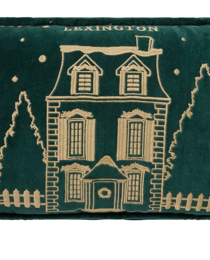 Winter House eko. samettipuuvillatyyny 30x50 cm, Green-Light Beige Lexington