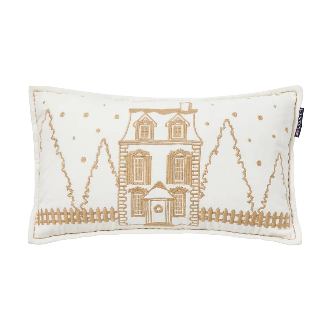 Winter House eko. samettipuuvillatyyny 30x50 cm, White-Light beige Lexington