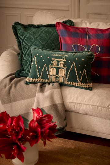 Wrapped ruudullinen eko flanellityynyliina 50x50 cm - Tummansinipunpunainen - Lexington