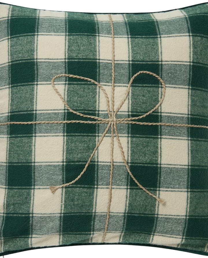 Wrapped ruudullinen eko flanellityynyliina 50x50 cm, Vaalean beigevihreä Lexington