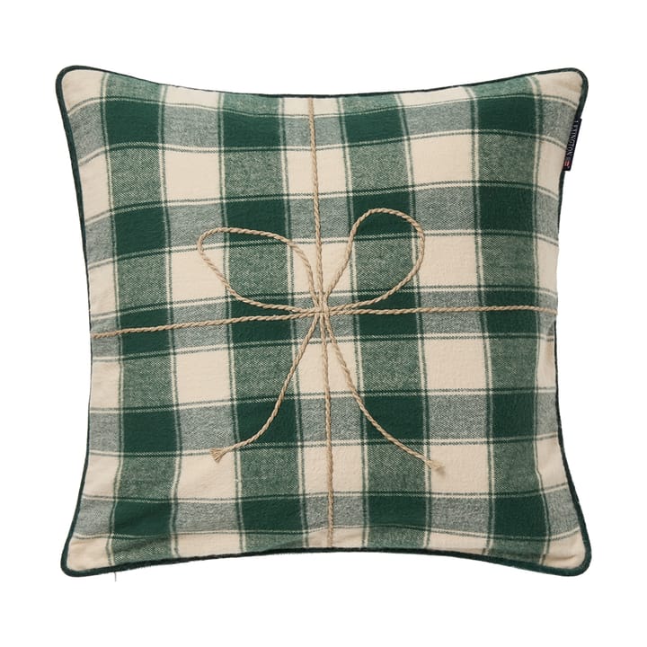 Wrapped ruudullinen eko flanellityynyliina 50x50 cm, Vaalean beigevihreä Lexington