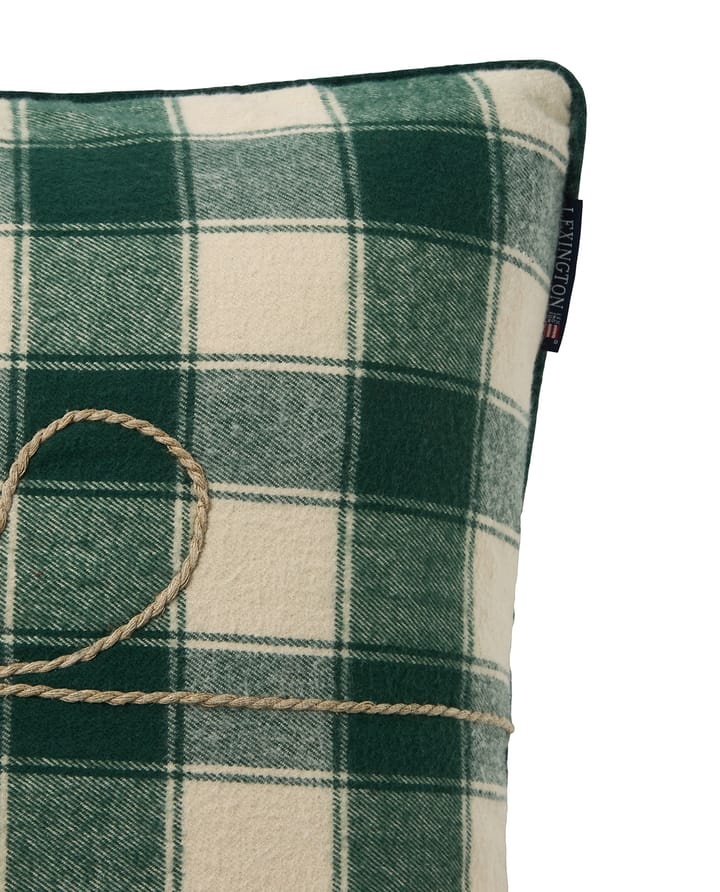 Wrapped ruudullinen eko flanellityynyliina 50x50 cm, Vaalean beigevihreä Lexington