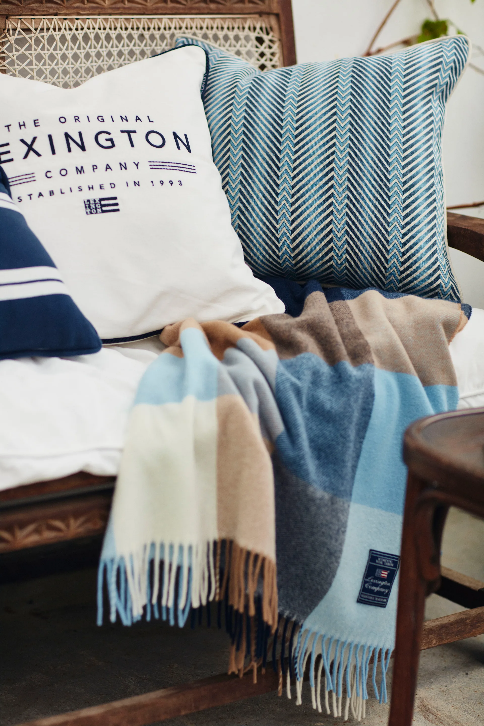 Zig Zag Printed -tyynynpäällinen 50x50 cm, Blue-beige Lexington