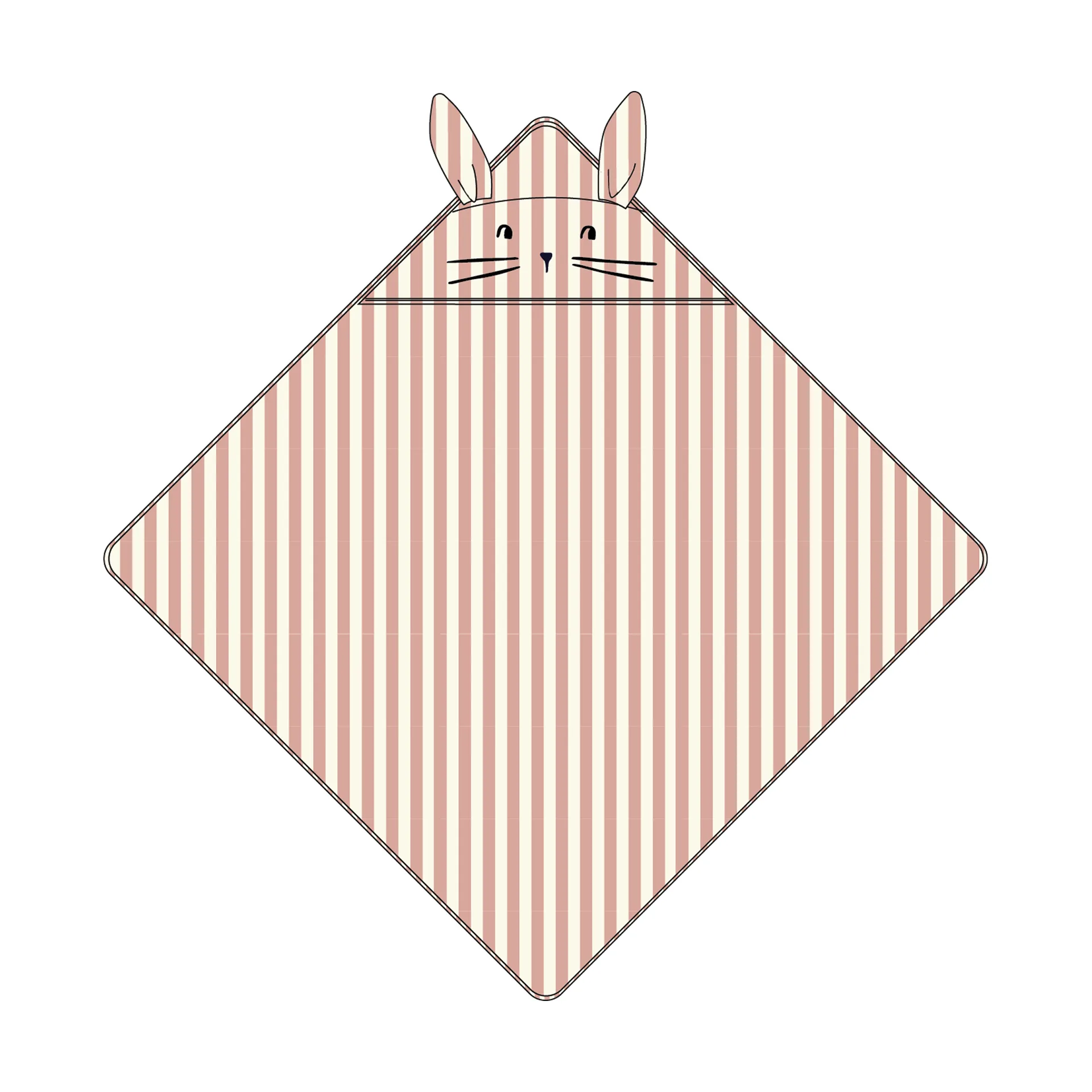 Albert huppupyyhe 70x70 cm, Coral blush-creme de la creme raita Liewood