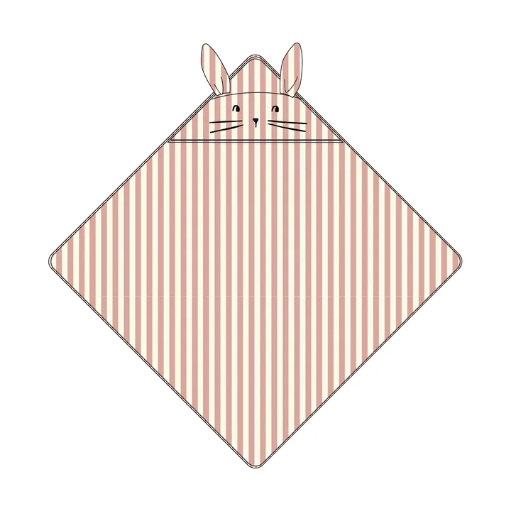 Albert huppupyyhe 70x70 cm - Coral blush-creme de la creme raita - Liewood