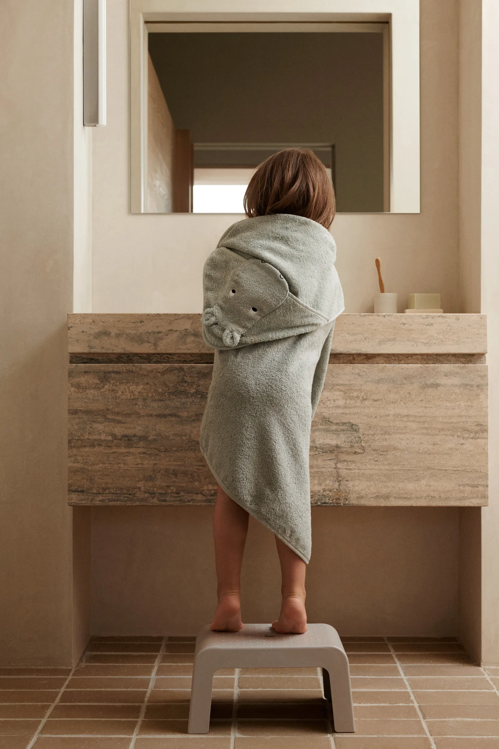 Albert kylpypyyhe hupulla 70x70 cm, Hippo dove blue Liewood