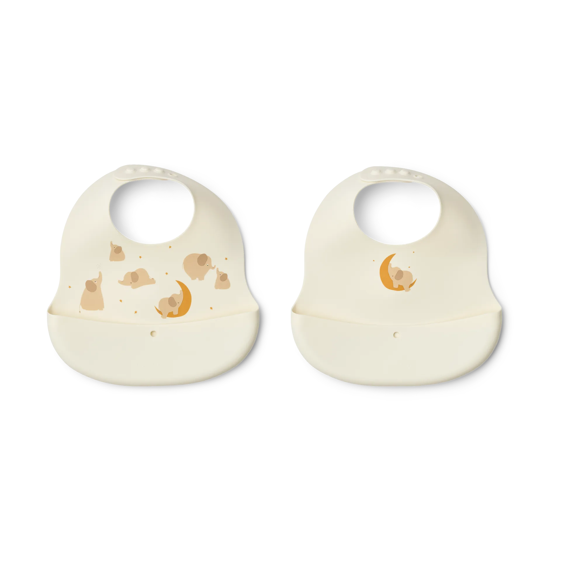 Ember painettu ruokalappu 2 osaa, Elephant-Creme de la creme Liewood