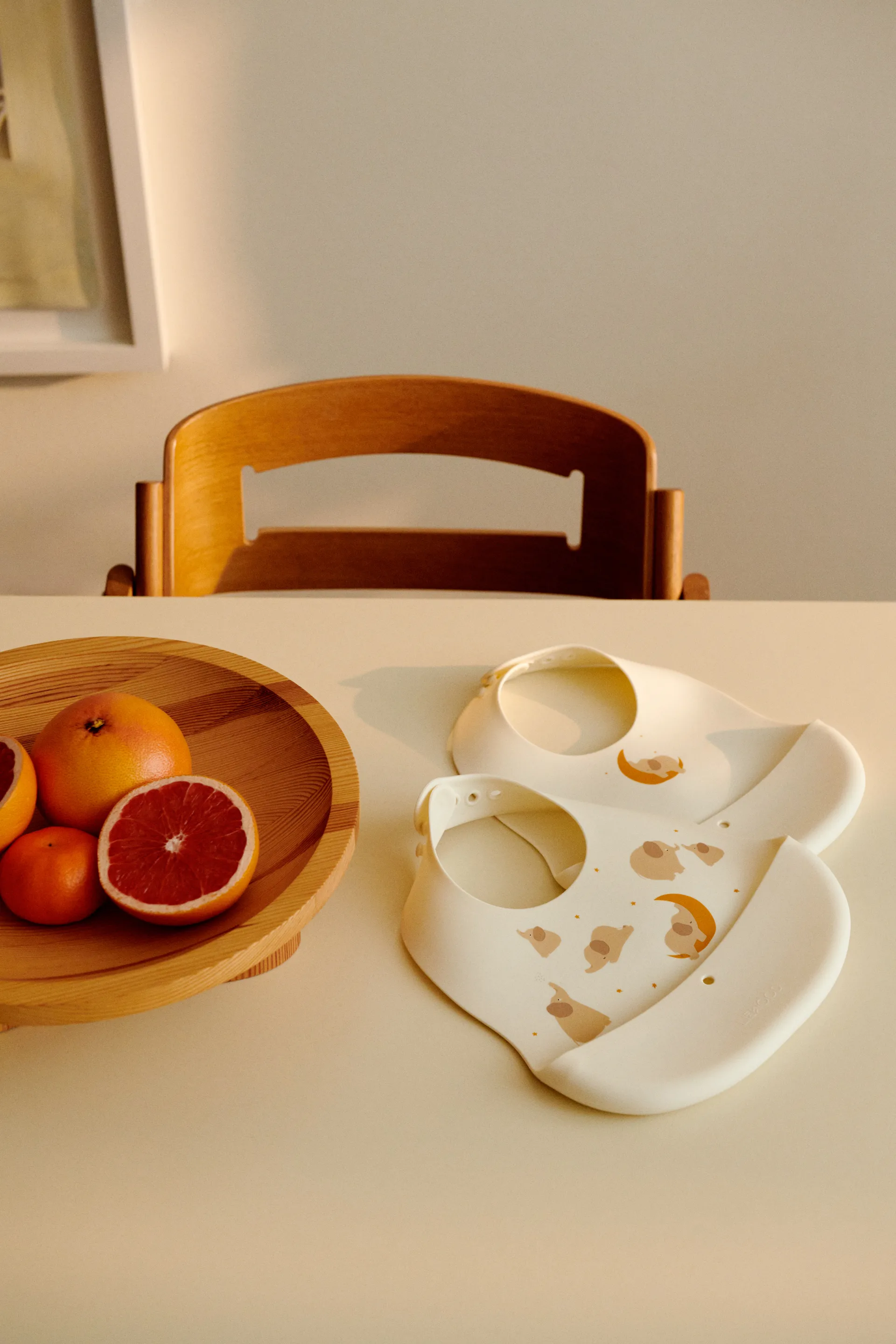 Ember painettu ruokalappu 2 osaa, Elephant-Creme de la creme Liewood