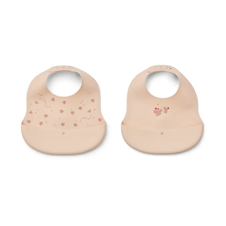 Ember painettu ruokalappu 2 osaa - Mini Butterfly-apple blossom - Liewood