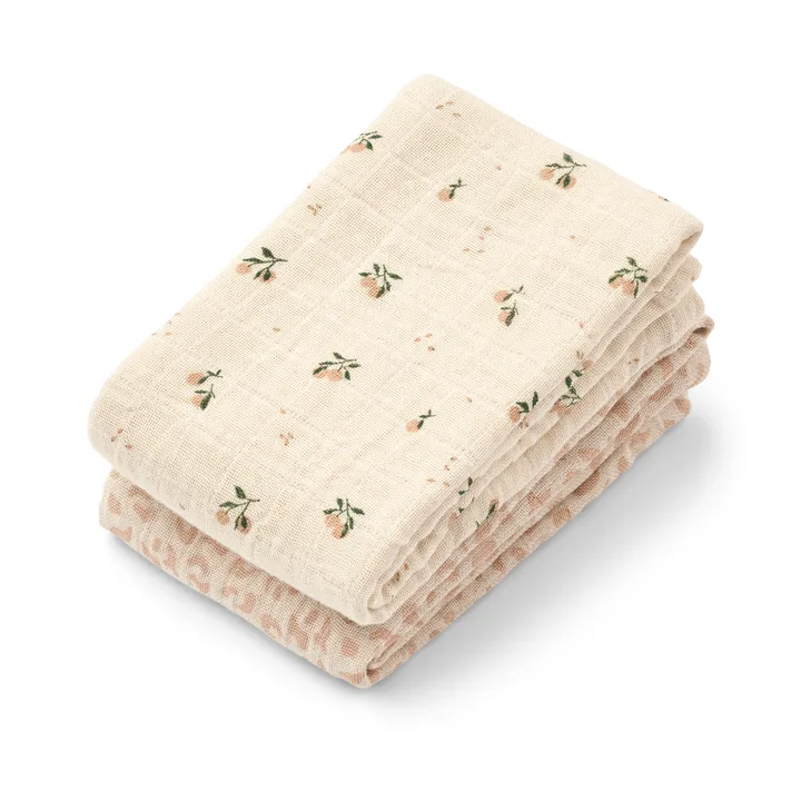 Lewis muslin froteepyyhe 2-pack 65x65 cm. - Mini leo-Mini peach mix - Liewood