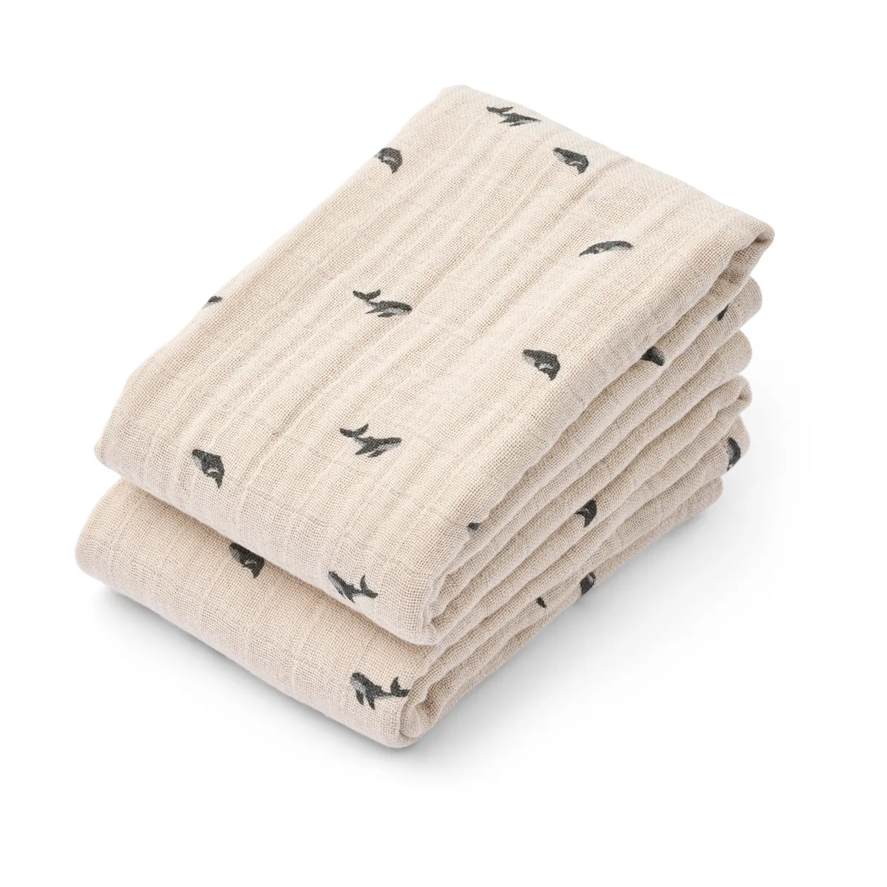 Liewood Lewis muslin froteepyyhe 2-pack 65x65 cm. Mini whale-Sandy