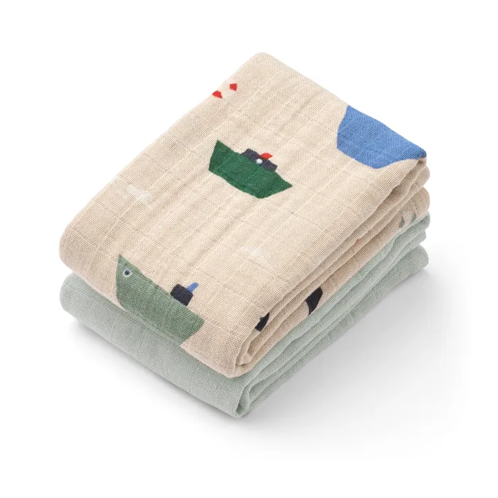 Lewis muslin froteepyyhe 2-pack 65x65 cm. - Sailing-dove blue mix - Liewood