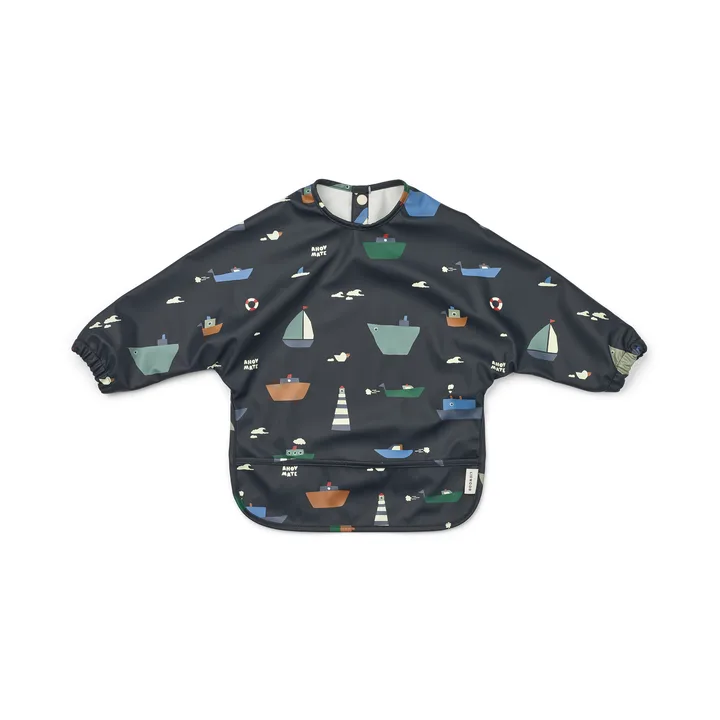 Merle ruokalappu hihalla - Sailing classic navy - Liewood