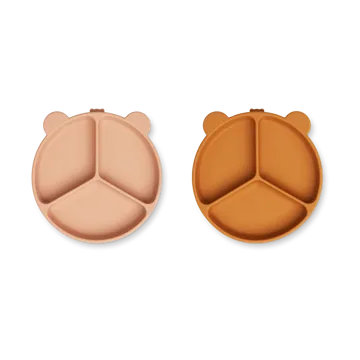 Stacy jaettu lastenlautanen 2-pack - Mustard-tuscany rose mix - Liewood