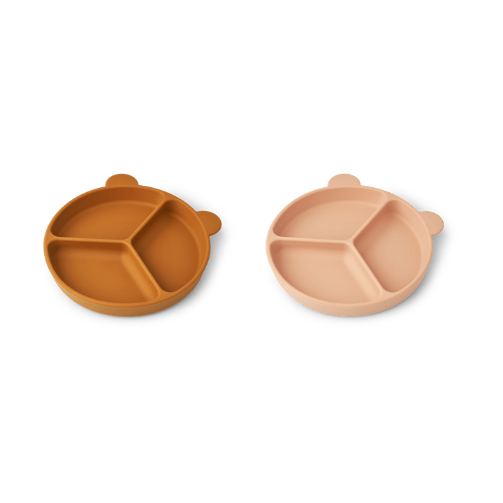 Stacy jaettu lastenlautanen 2-pack, Mustard-tuscany rose mix Liewood