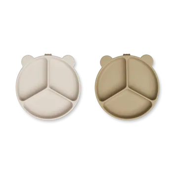 Stacy jaettu lastenlautanen 2-pack - Sandy-Oat - Liewood