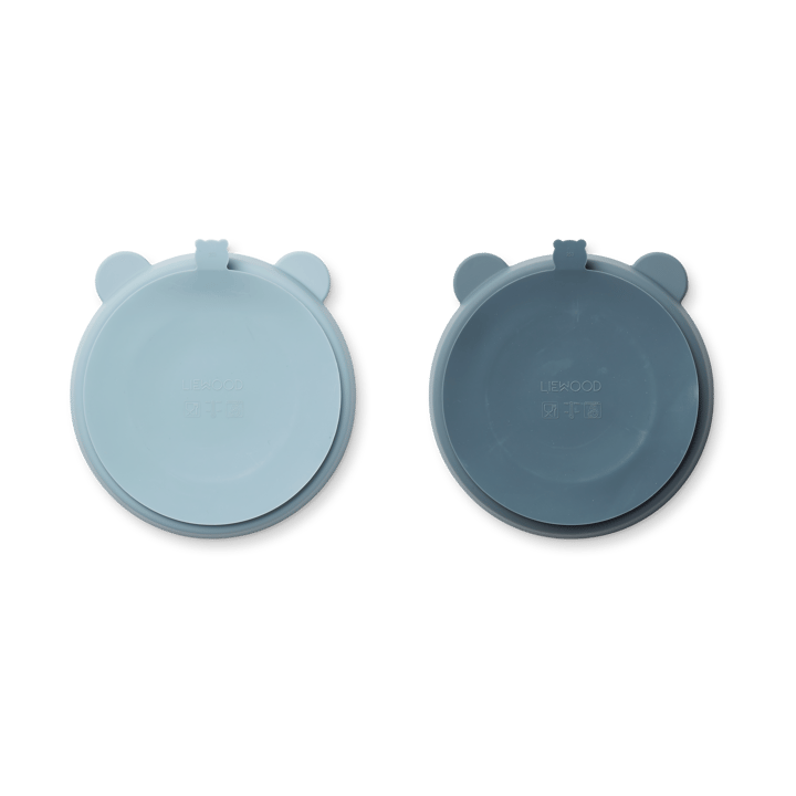 Stacy jaettu lastenlautanen 2-pack, Sea blue-Whale blue Liewood