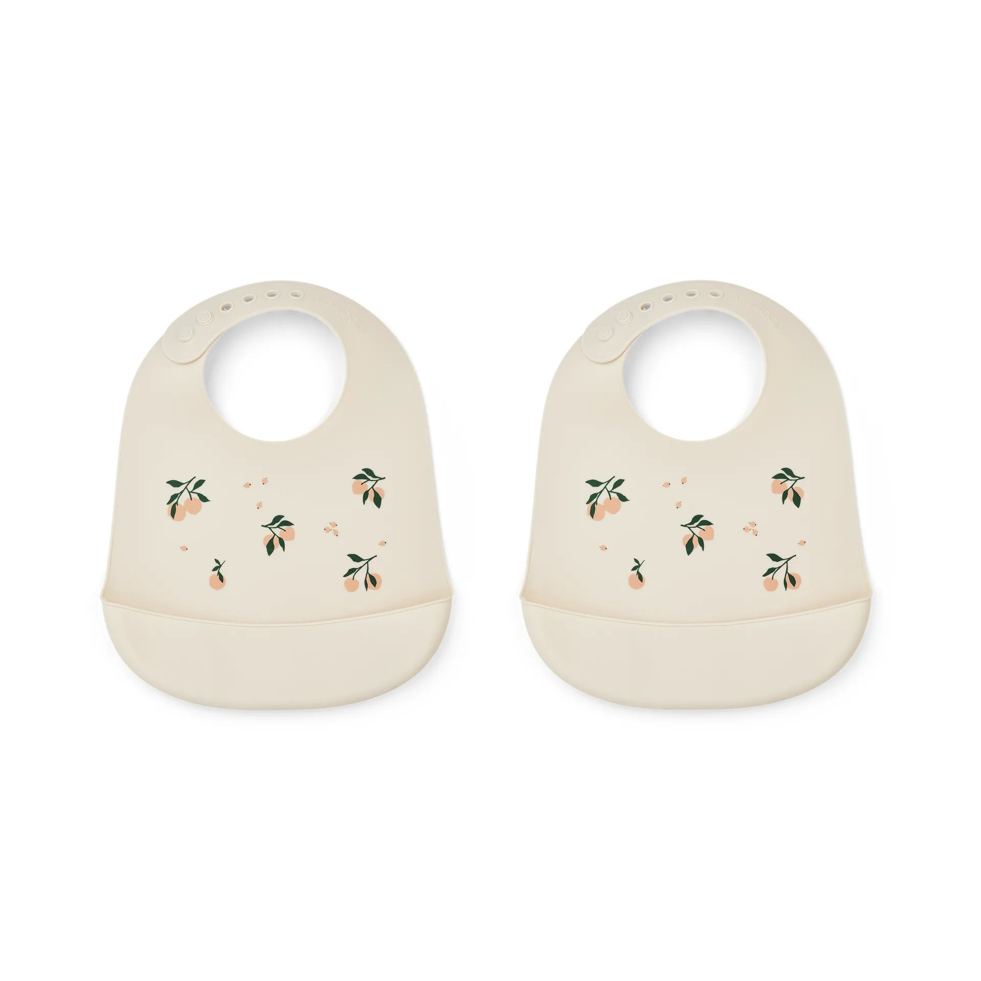 Tilda ruokalappu silikoni 2-pack, Peach-Sea shell mix Liewood