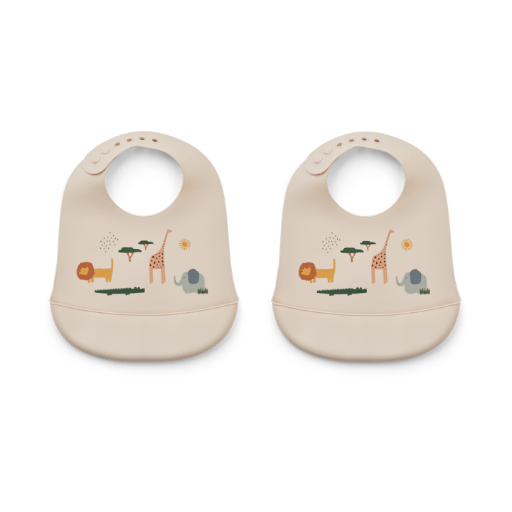 Tilda ruokalappu silikoni 2-pack - Safari sandy mix - Liewood