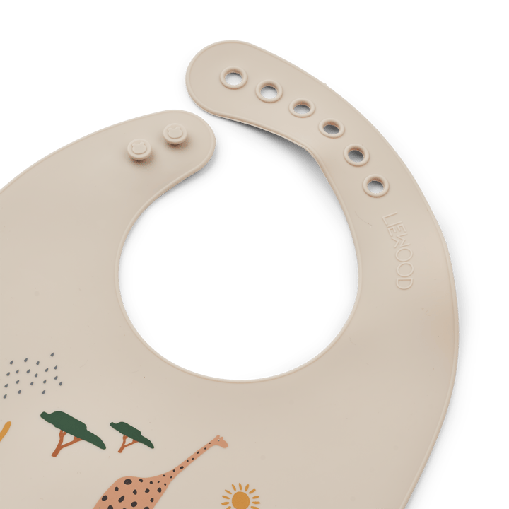 Tilda ruokalappu silikoni 2-pack, Safari sandy mix Liewood