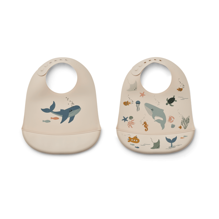 Tilda ruokalappu silikoni 2-pack - Sea creature-Sandy - Liewood