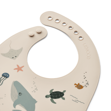 Tilda ruokalappu silikoni 2-pack - Sea creature-Sandy - Liewood