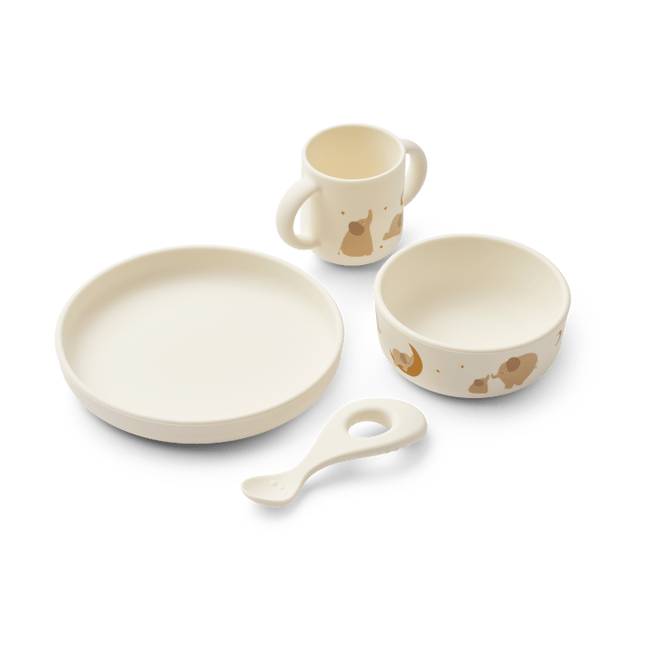 Vivi painettu astiasto 4 osaa - Elephant-Creme de la creme - Liewood