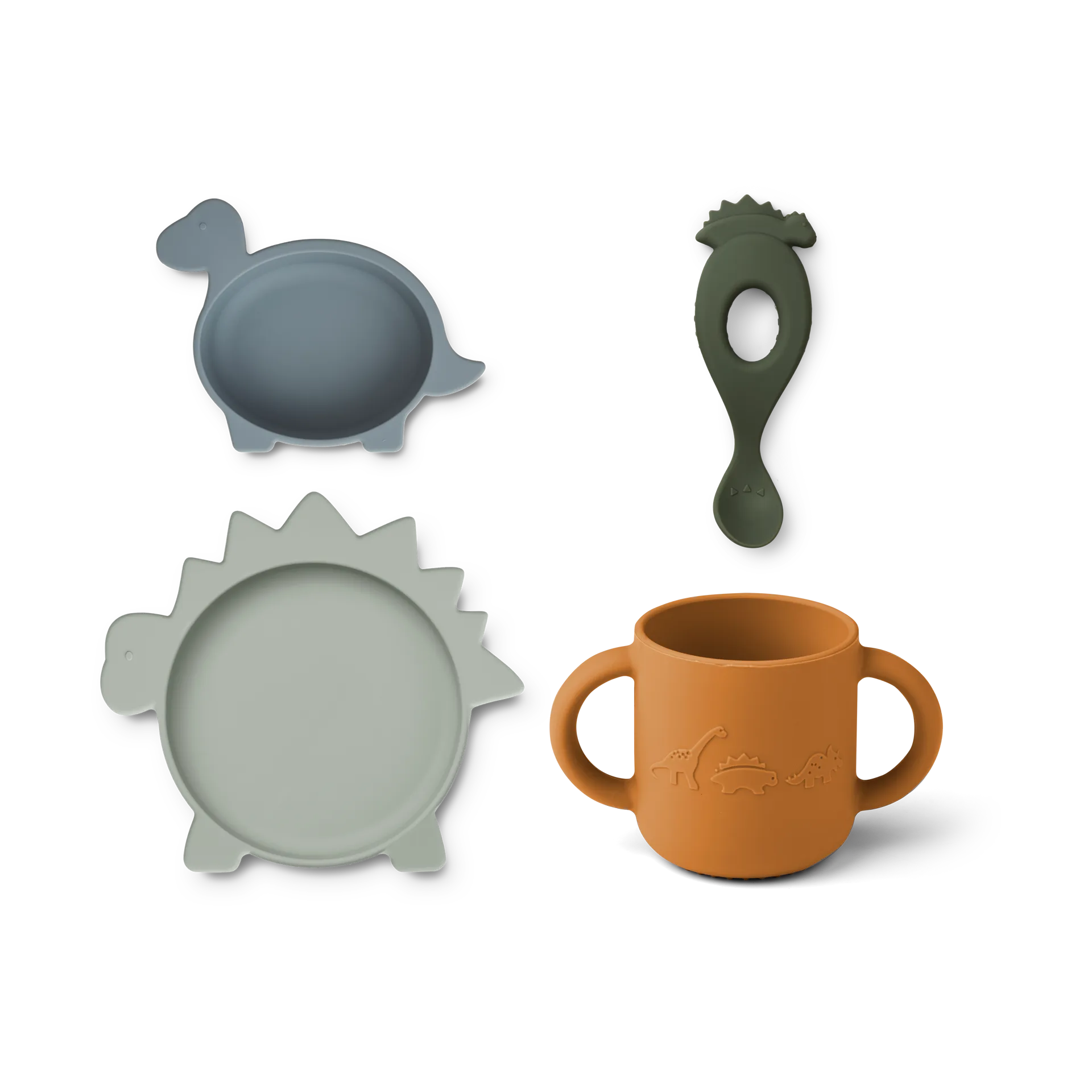 Vivi servissetti silikoni 4 osaa, Dino blue multi mix Liewood