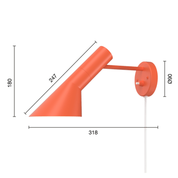 AJ-seinävalaisin - Electric orange - Louis Poulsen