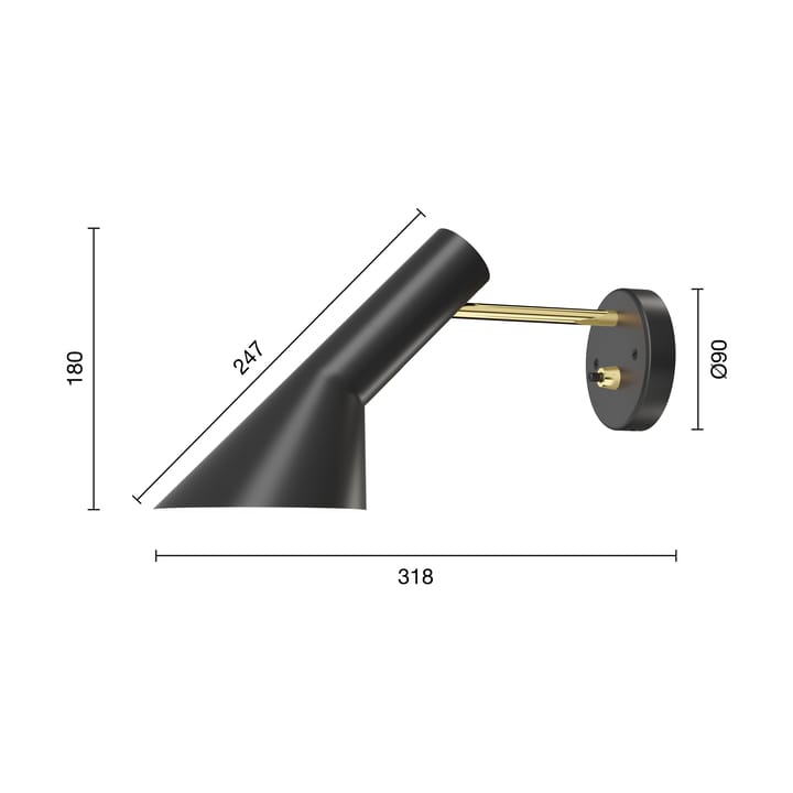AJ-seinävalaisin kiinteä asennus, Brass-black Louis Poulsen