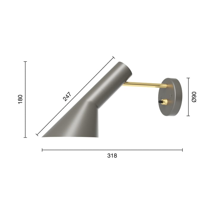 AJ-seinävalaisin kiinteä asennus, Brass-warm grey Louis Poulsen