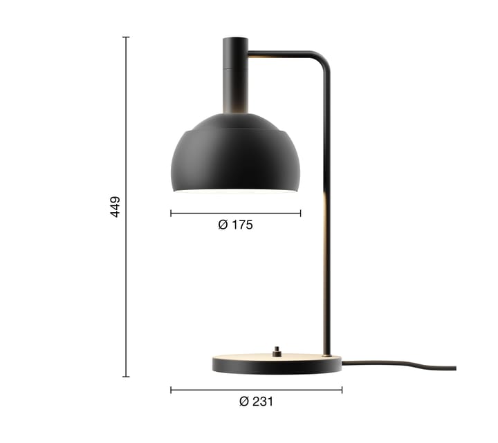 FJ Elements pöytälamppu Ø17,5 cm, Black Louis Poulsen