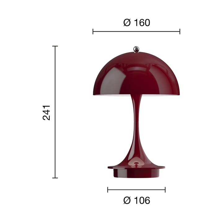 Panthella 160 Portable pöytävalaisin, Opaque burgundy Louis Poulsen