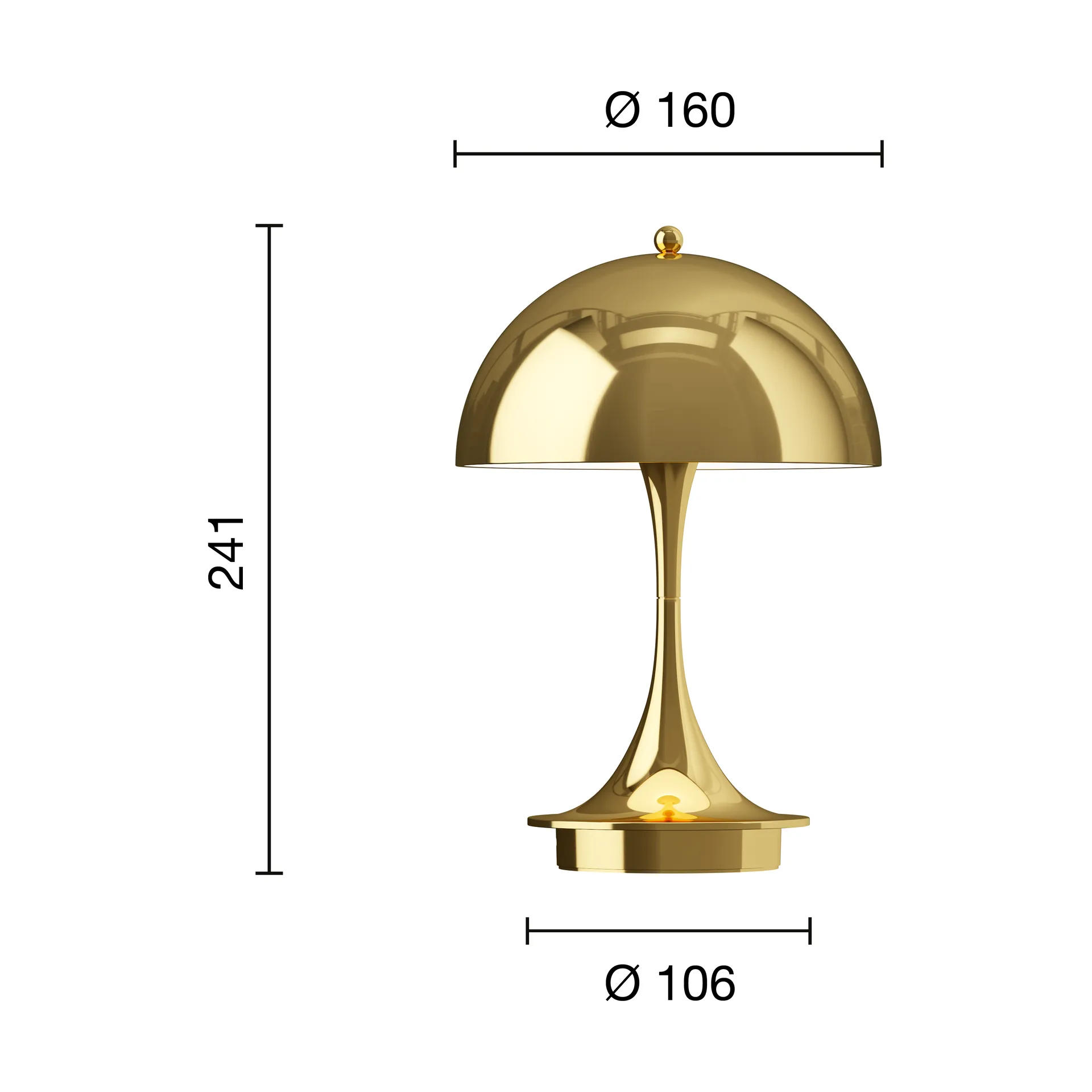 Panthella 160 Portable v3 pöytävalaisin, Brass metallised Louis Poulsen