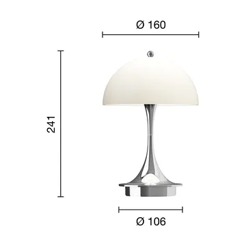 Panthella 160 Portable v3 pöytävalaisin - Chrome opal beige - Louis Poulsen